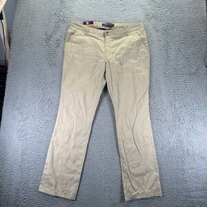 French Toast Pant Women 16 Brown Cotton Khakis Straight Workwear Utility Stretch